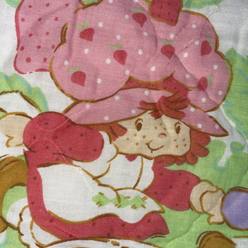 Vintage Strawberry Shortcake Vintage‎ X-LG Full Quilted Bed Spread Cover Ruffled